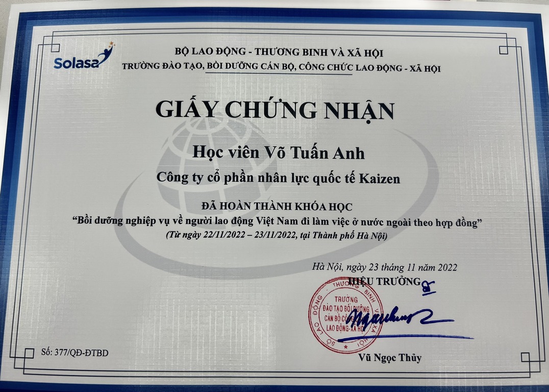 Kaizen - Cập nhật thông tin về Bộ luật lao động 2019 về xuất khẩu lao động 2022 | Công ty Cổ phần Nhân lực Quốc tế Kaizen
